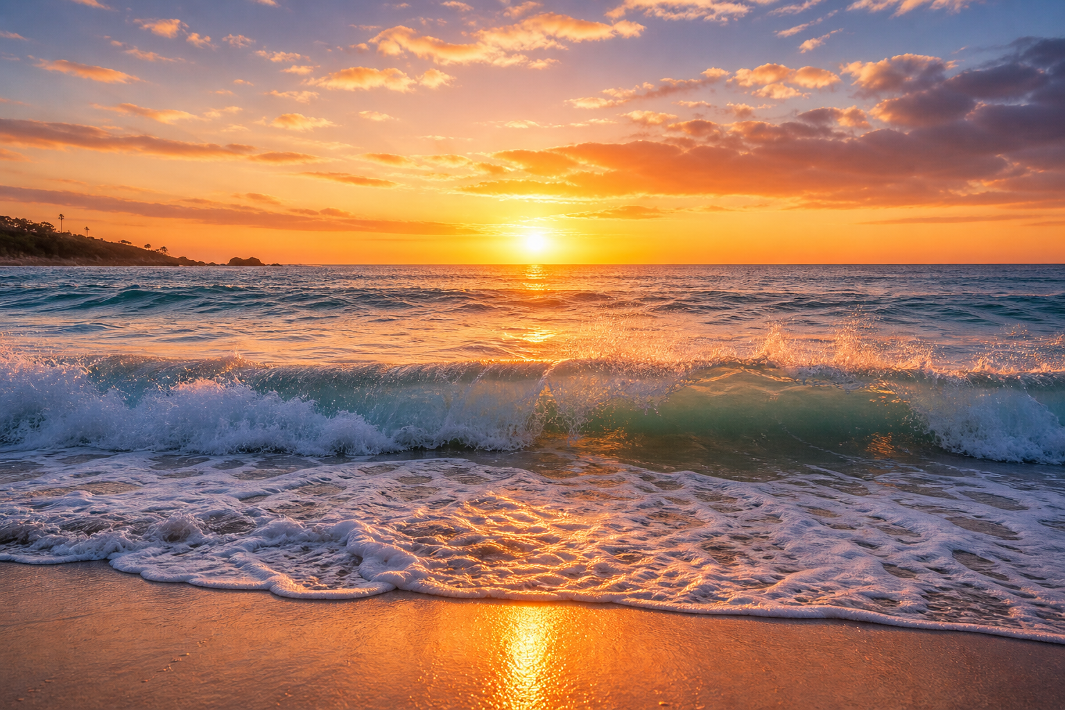 Ocean waves at sunrise